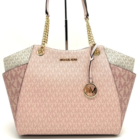 Michael Kors Large Jet Set Travel Chain Shoulder Bag Powder Blush Multi - Picture 1 of 10